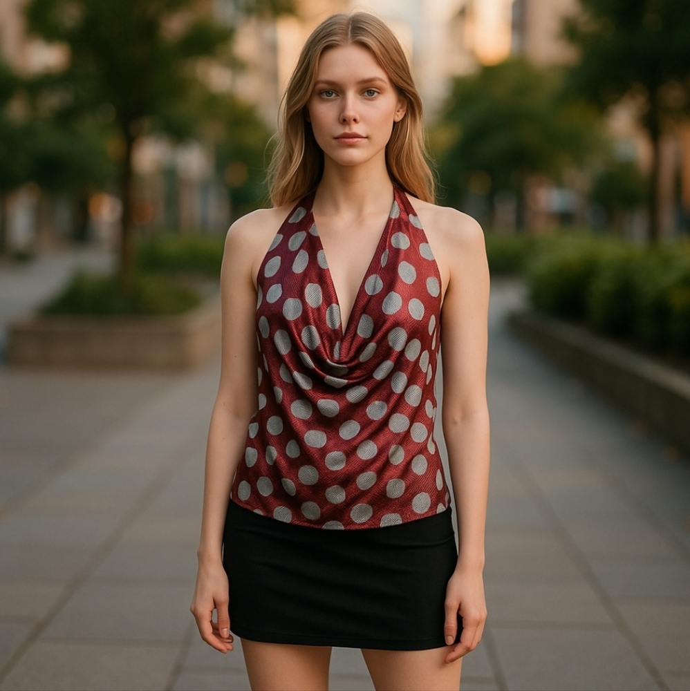 Elegant Red and Brown Backless Dress